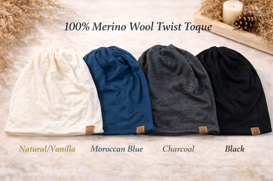 Twist Toque ~ 100% Merino Wool ~ Solid Colours