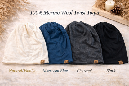 Twist Toque ~ 100% Merino Wool ~ Solid Colours