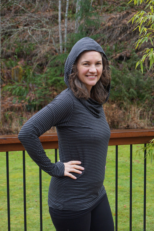 Jewel Hoodie ~ Stripe Bamboo Jersey